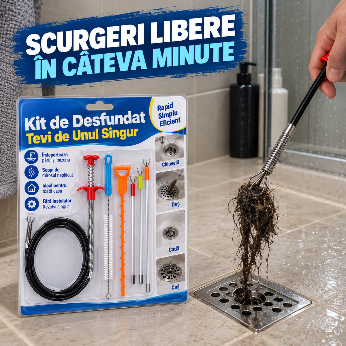 Kit de Desfundat Țevi de Unul Singur