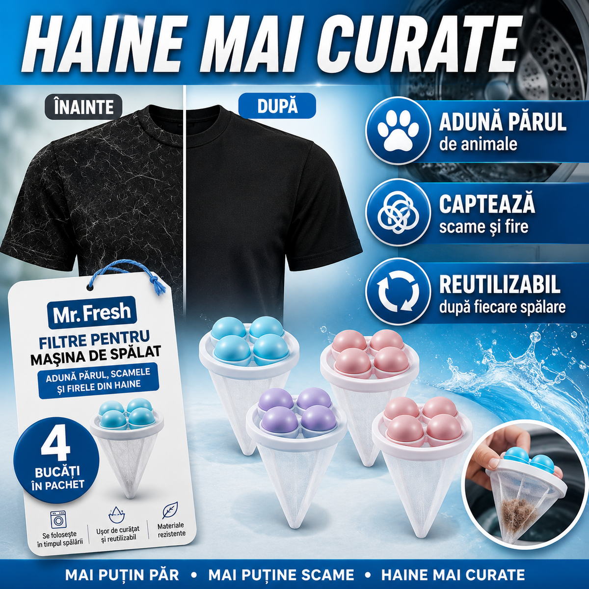 Mr.Fresh - Set 4 Filtre Mașină de Spălat