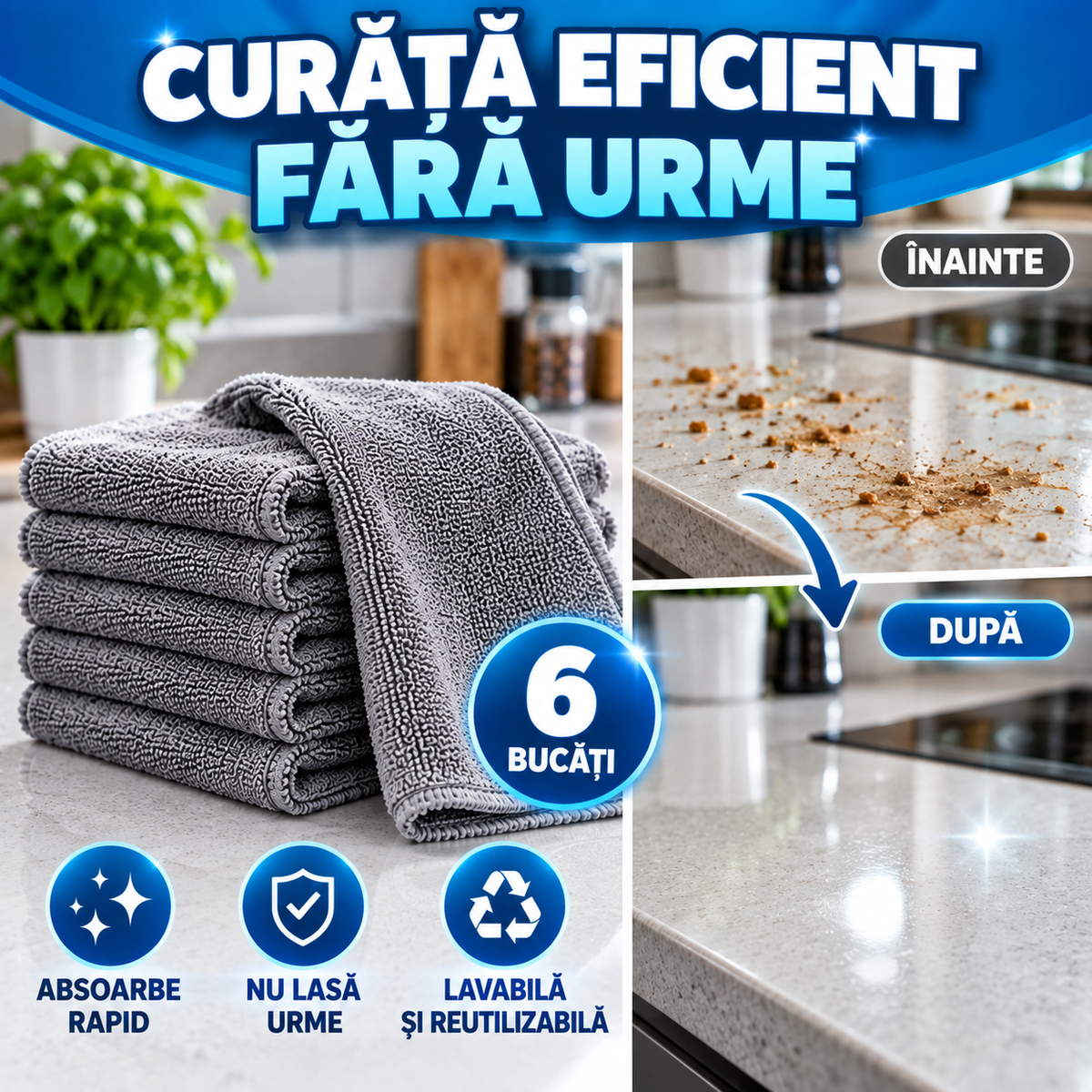 Lavix - Lavetă Anti-Mizerie din Microfibră (6 Lavete/Pachet)