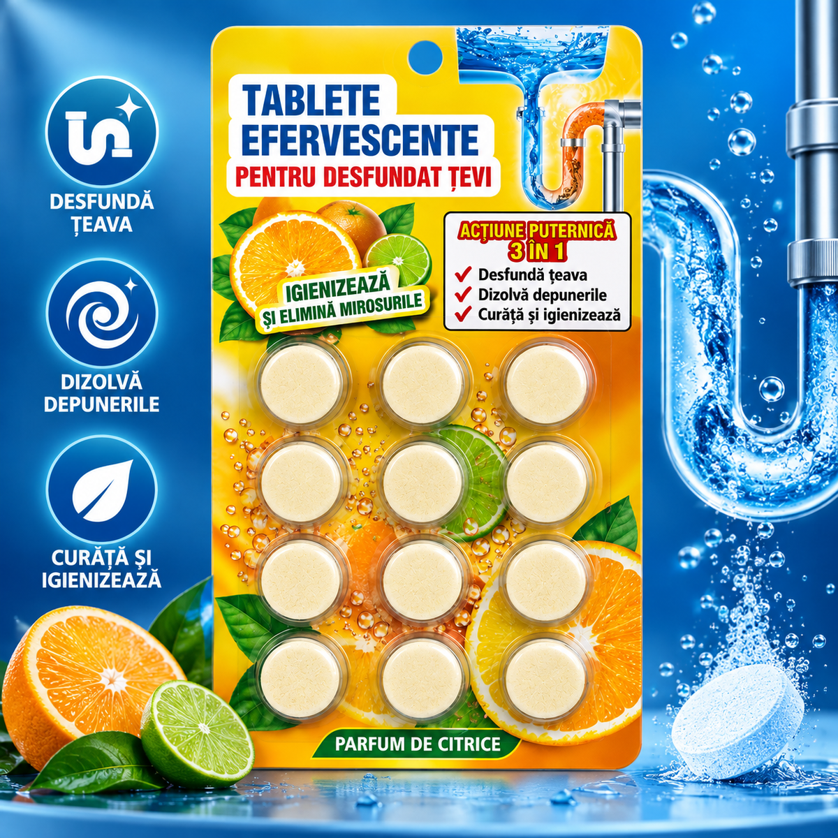 12 Tablete Desfundat Țevi
